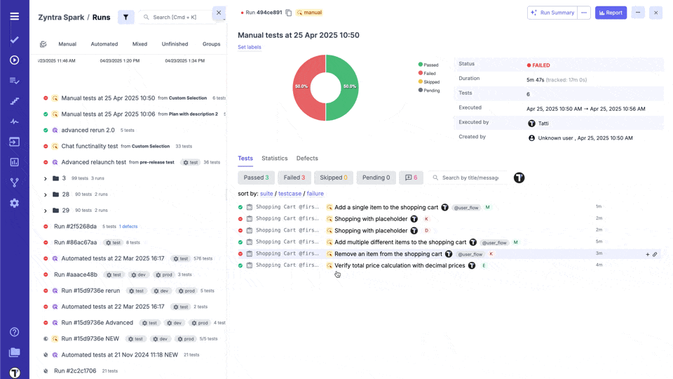 Testomat.io - Test run Statistics
