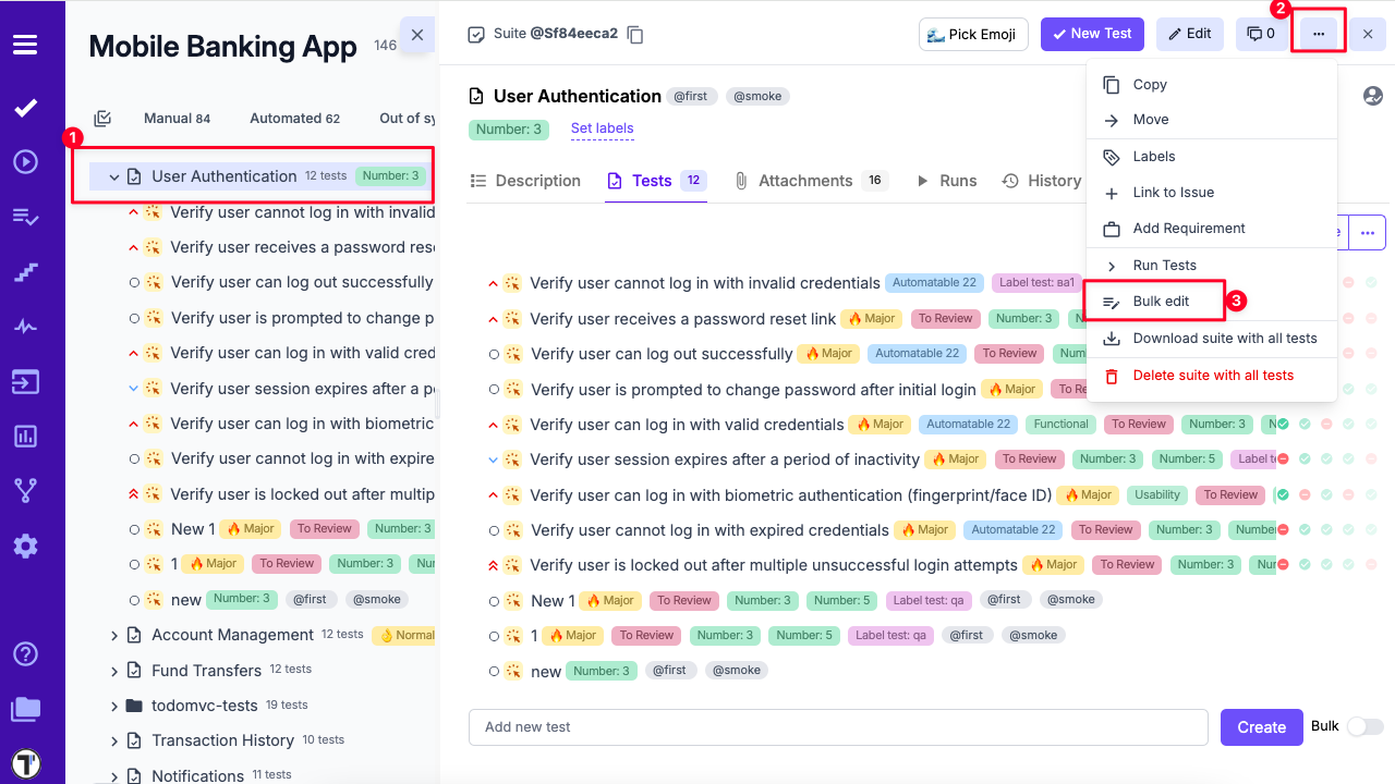 Bulk edit on suite level